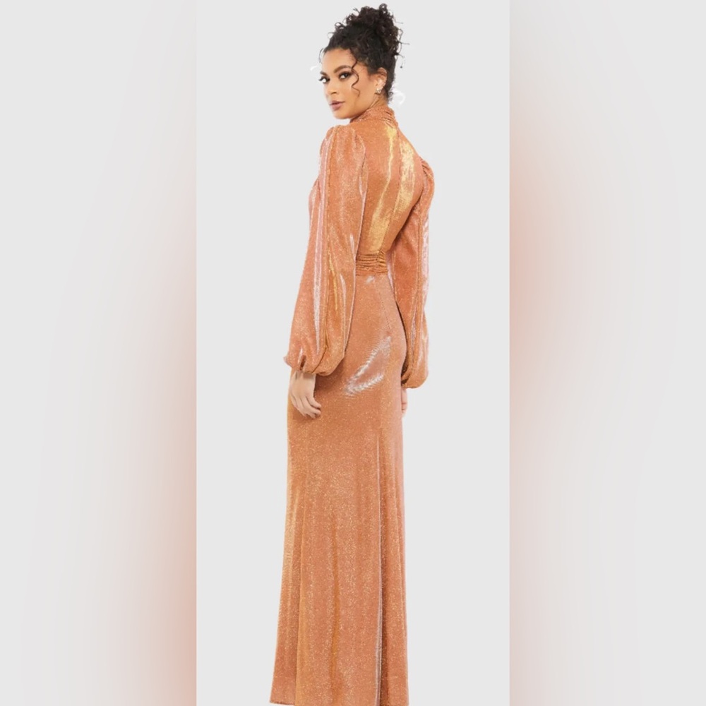 Mac Duggal Orange Long Sleeve Gown - Picture 2 of 5